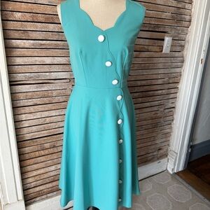 Custom Scallop Swing Dress in Teal